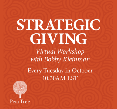 Strategic Giving featured image PearTree orange branding